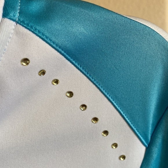 IZOD Athletic Golf Polo White Turquoise Size Large Excellent Condition - Picture 4 of 8